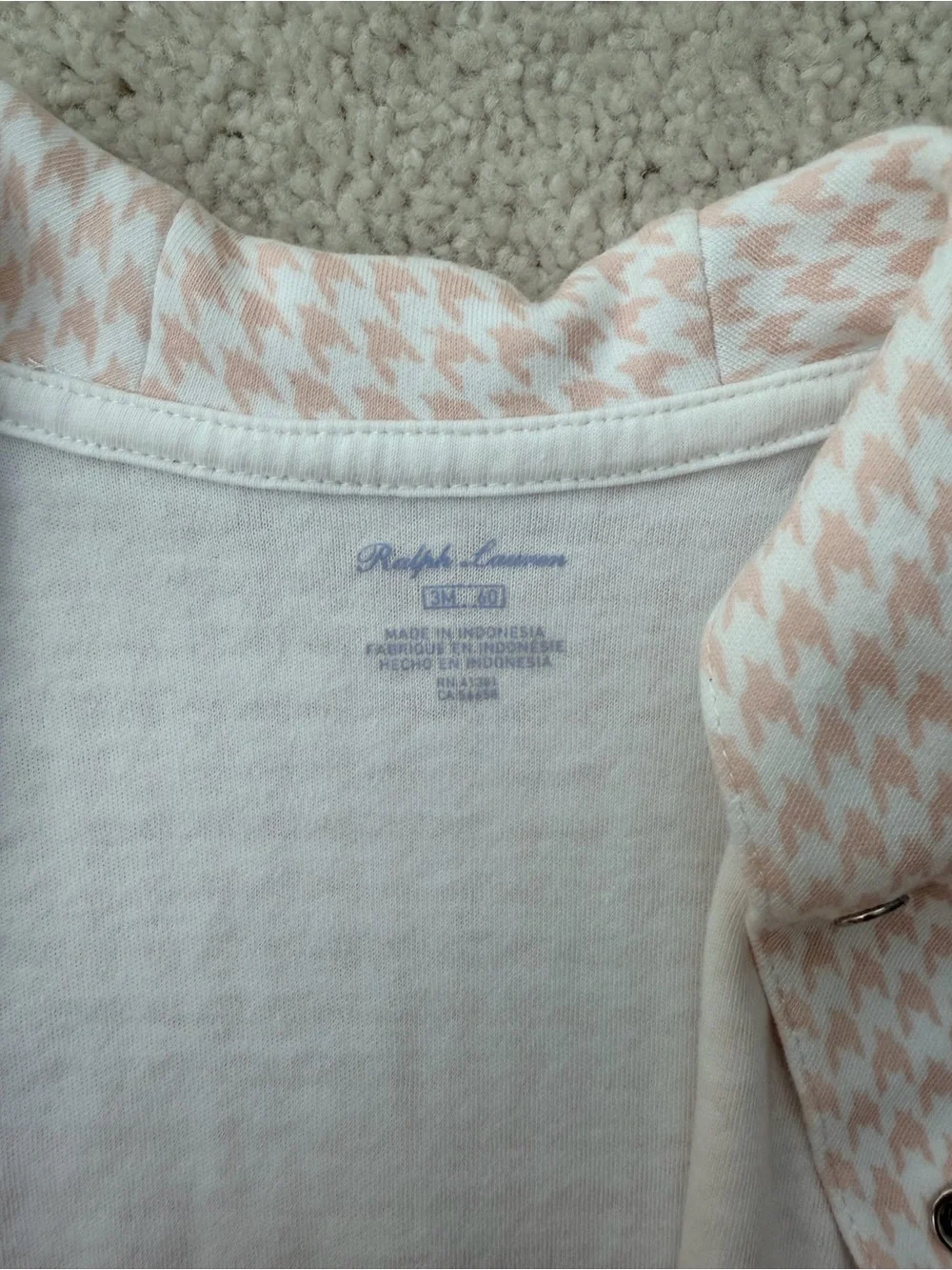 Ralph Lauren Pink Houndstooth Footed One-Piece
